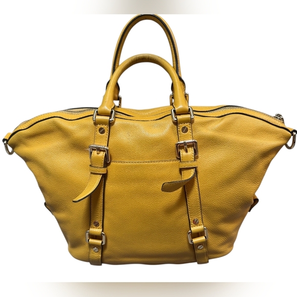 Michael Kors Hamilton North-South Yellow Pebble Leather Tote Bag - Picture 2 of 14